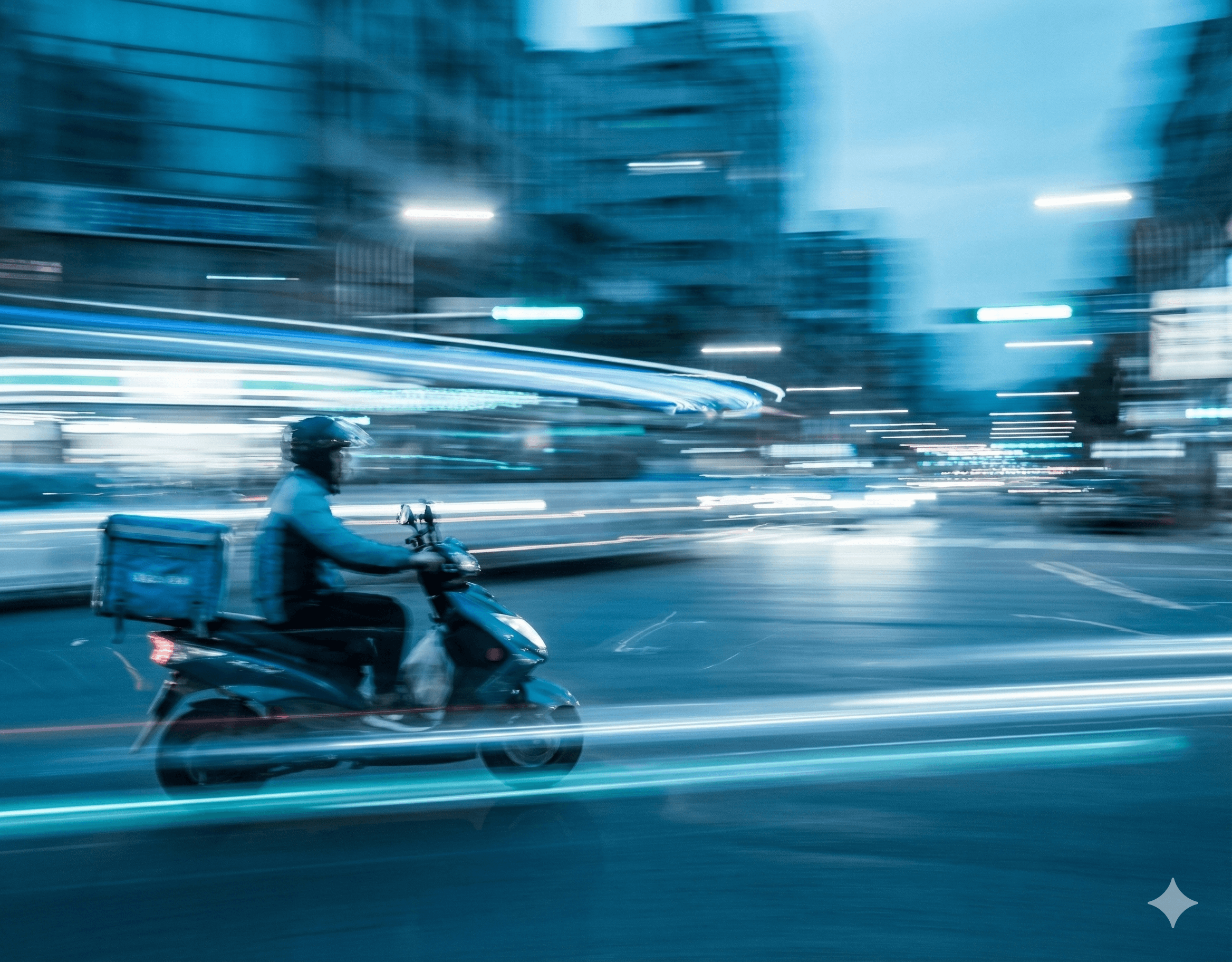SHIMI courier riding through the city